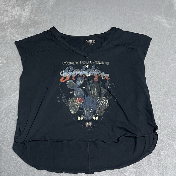 Shyanne‎ Top Womens XXL Black Cactus Desert Graphic Tee Western Cowgirl - Picture 1 of 5